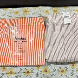 Neiman Marcus Orange and Gray Striped Boxer Set